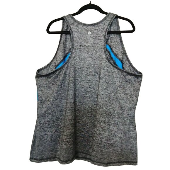 Livi Active Heather Gray & Blue Detail Zip Neckline Athletic Tank Top Size 26/28 - Picture 6 of 8
